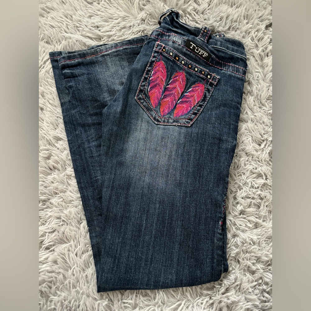 Cowgirl Turf Pink Feather Jeans